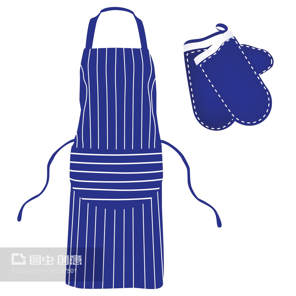 藍(lán)色圍裙和手套Blue apron and mittens