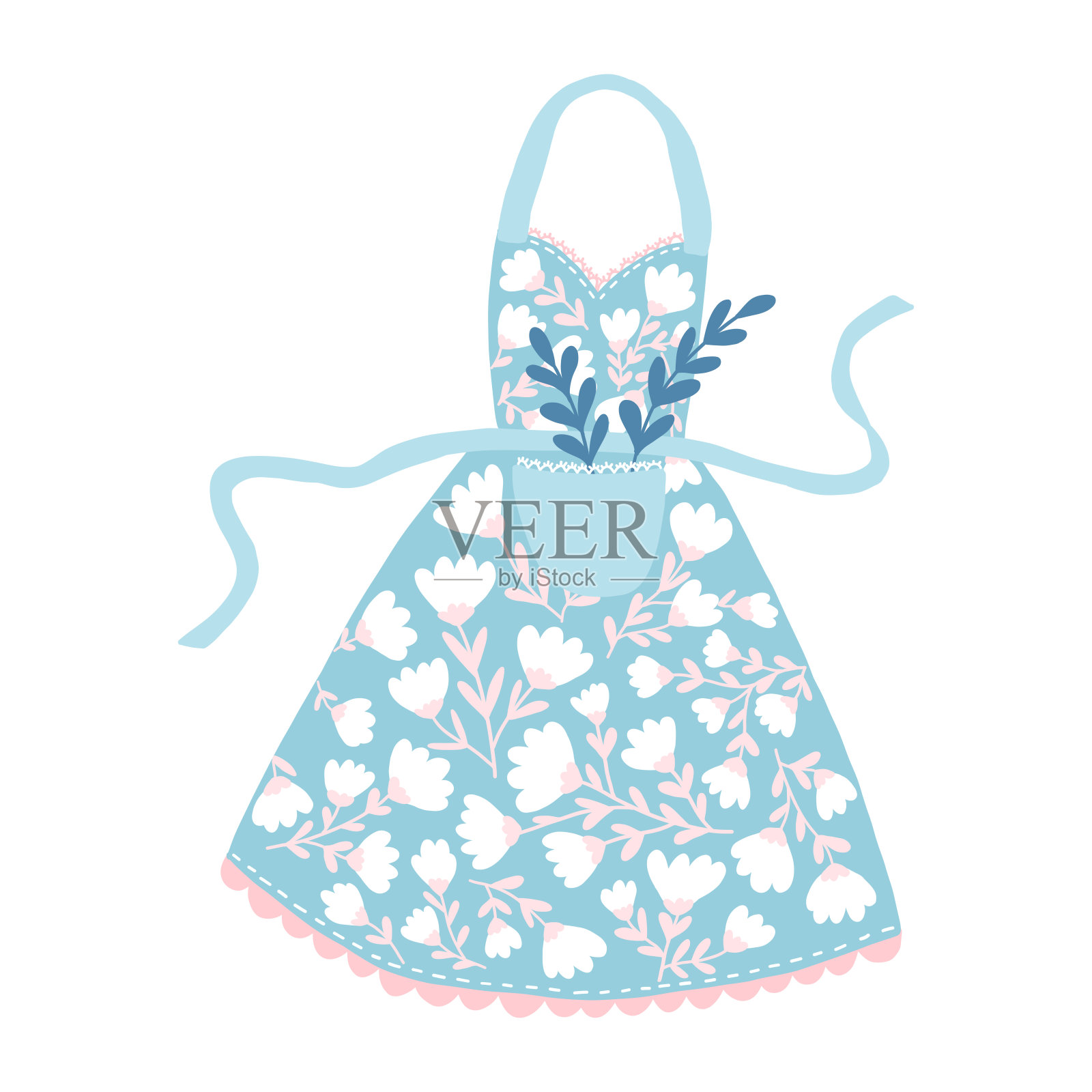 矢量花圍裙插圖