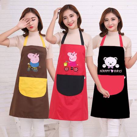 韓版時尚廚房圍裙餐廳工作服防油防水成人做飯圍腰可定制logo印字